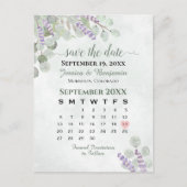 Lavender Eucalyptus Wedding Save the Date Calendar Aankondigingskaart (Voorkant)