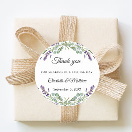 Lavender eucalyptus wedding thank you ronde sticker