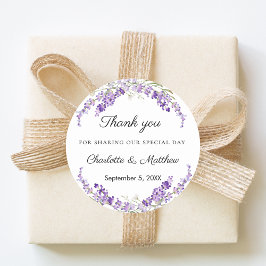 Lavender eucalyptus wedding thank you ronde sticker