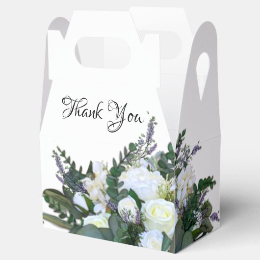 Lavender Eucalyptus white roses greenery Bedankdoosjes (Geopend)