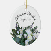 Lavender Eucalyptus white roses greenery Keramisch Ornament (Rechts)
