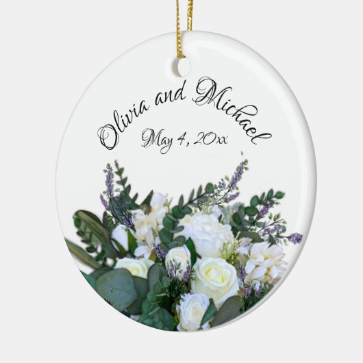 Lavender Eucalyptus white roses greenery Keramisch Ornament (Links)