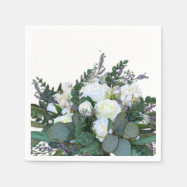 Lavender Eucalyptus white roses greenery Servet