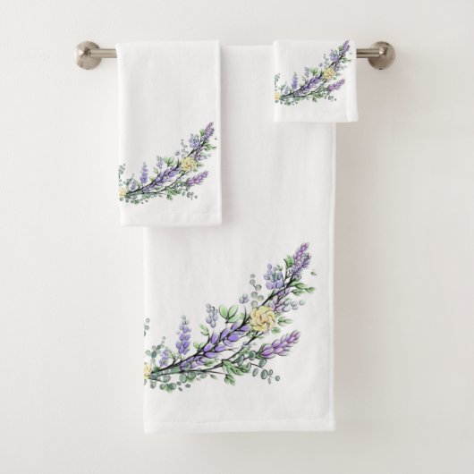 Lavender Eucalyptus yellow roses waterverf Bad Handdoek (Insitu)