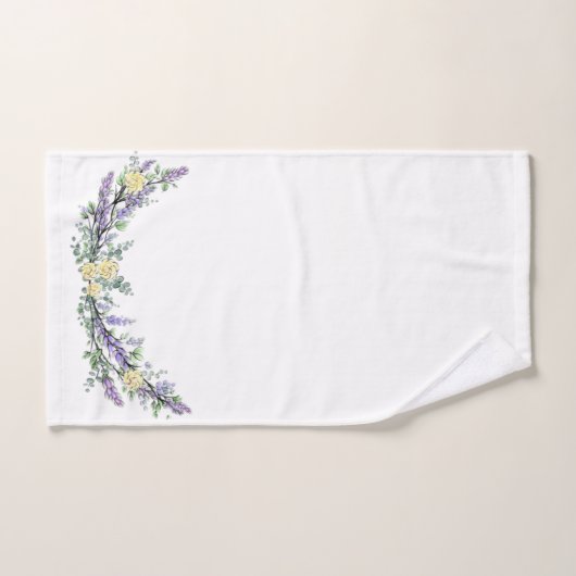 Lavender Eucalyptus yellow roses waterverf Bad Handdoek (Handdoek)