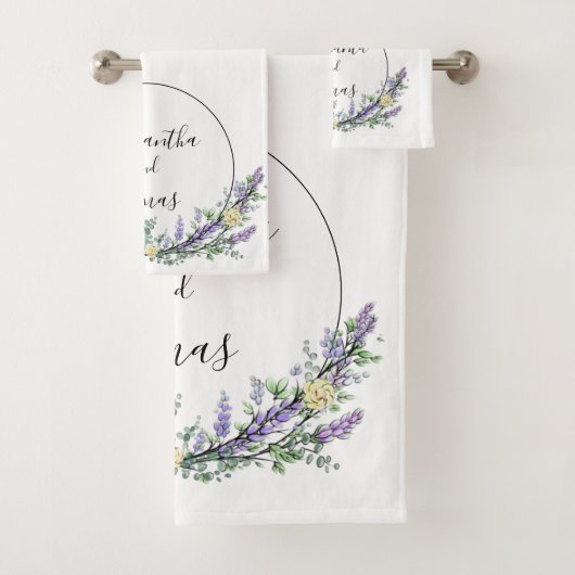 Lavender Eucalyptus yellow roses waterverf Bad Handdoek (Insitu)