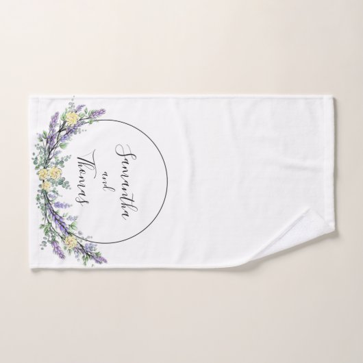 Lavender Eucalyptus yellow roses waterverf Bad Handdoek (Handdoek)