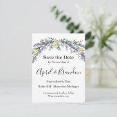 Lavender Eucalyptus yellow roses waterverf Save The Date (Staand voorkant)