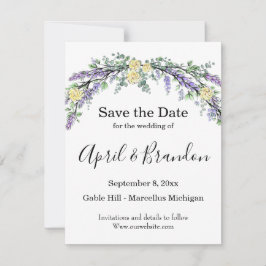 Lavender Eucalyptus yellow roses waterverf Save The Date