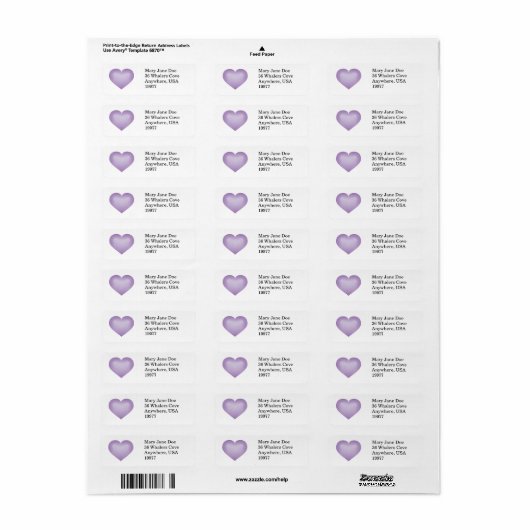 Lavender Fade Heart Etiket (Full Sheet)