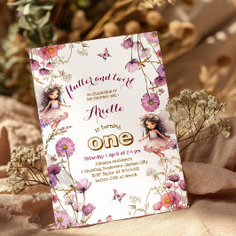 Lavender Fairy wildflower Pixie 1st birthday Kaart