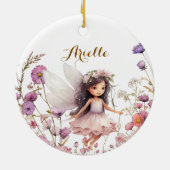 Lavender fairy wildflower pixie birthday gift keramisch ornament (Achterkant)