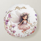 Lavender fairy wildflower pixie birthday gift rond kussen (Voorkant)