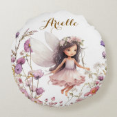 Lavender fairy wildflower pixie birthday gift rond kussen (Achterkant)