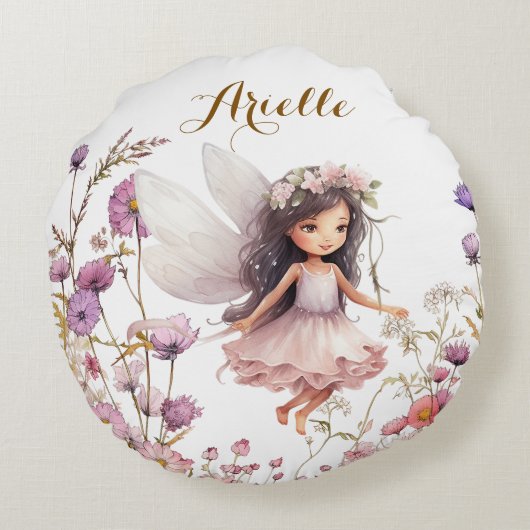 Lavender fairy wildflower pixie birthday gift rond kussen (Achterkant)