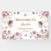 Lavender Fairy wildflower pixie Welcome Sign Spandoek (Horizontaal)