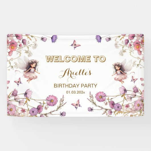 Lavender Fairy wildflower pixie Welcome Sign Spandoek (Horizontaal)
