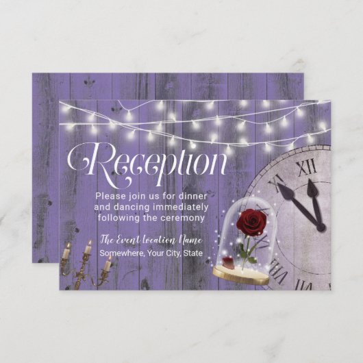 Lavender Fairytale bruiloft Roos Dome Reception Kaart (Voorkant / Achterkant)