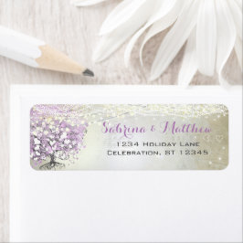 Lavender Fairytale lichten en sterren bruiloft Etiket