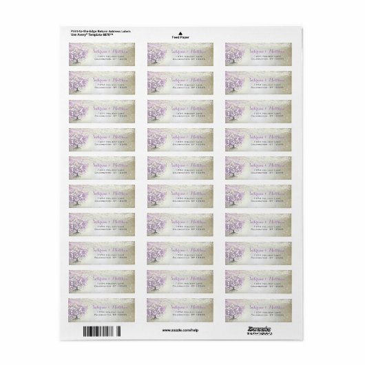 Lavender Fairytale lichten en sterren bruiloft Etiket (Full Sheet)