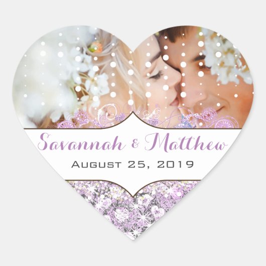 Lavender Fairytale lichten en sterren bruiloft Hart Sticker (Voorkant)