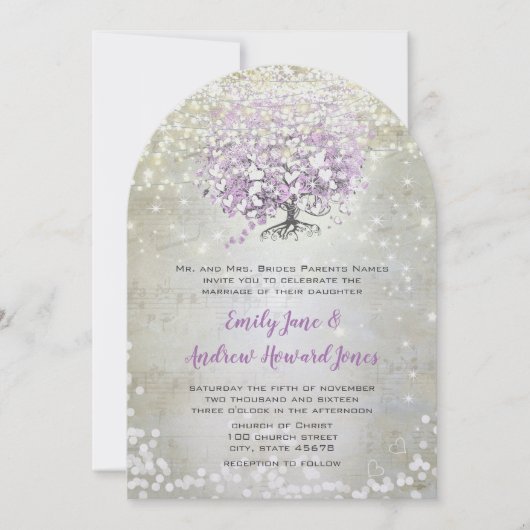 Lavender Fairytale lichten en sterren bruiloft Kaart (Voorkant)