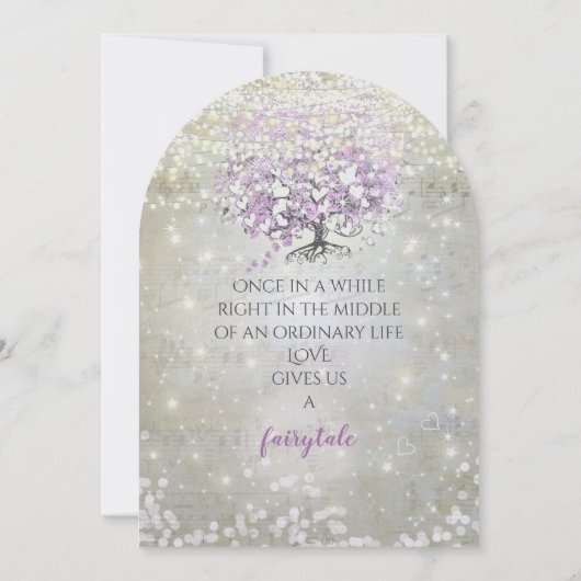 Lavender Fairytale lichten en sterren bruiloft Kaart (Achterkant)