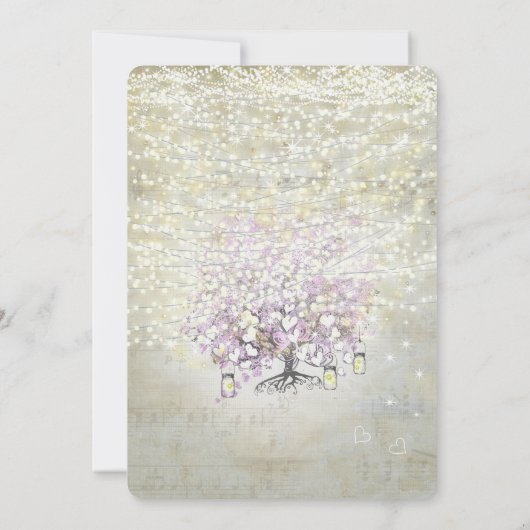 Lavender Fairytale lichten en sterren bruiloft Kaart (Achterkant)