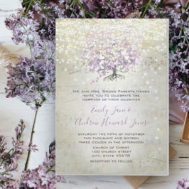 Lavender Fairytale lichten en sterren bruiloft Kaart