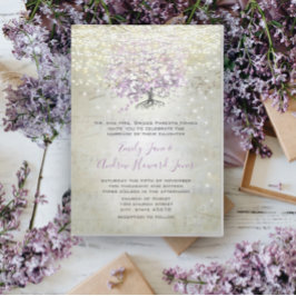Lavender Fairytale lichten en sterren bruiloft Kaart