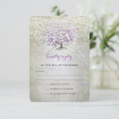 Lavender Fairytale lichten en sterren bruiloft RSVP Kaartje (Staand voorkant)