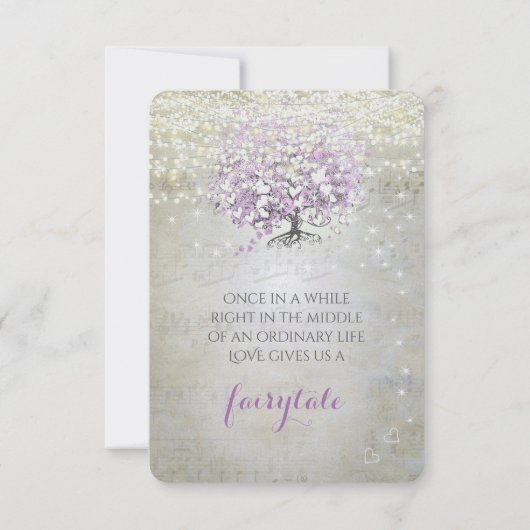 Lavender Fairytale lichten en sterren bruiloft RSVP Kaartje (Achterkant)