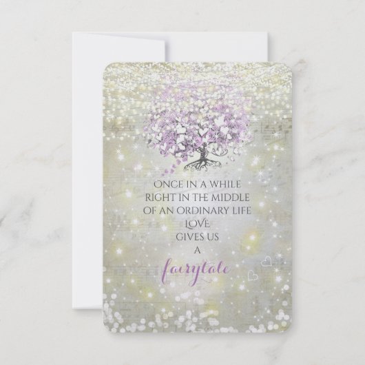 Lavender Fairytale lichten en sterren bruiloft RSVP Kaartje (Achterkant)