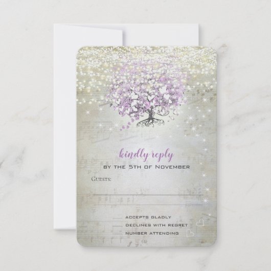 Lavender Fairytale lichten en sterren bruiloft RSVP Kaartje (Voorkant)