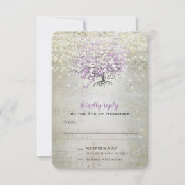 Lavender Fairytale lichten en sterren bruiloft RSVP Kaartje