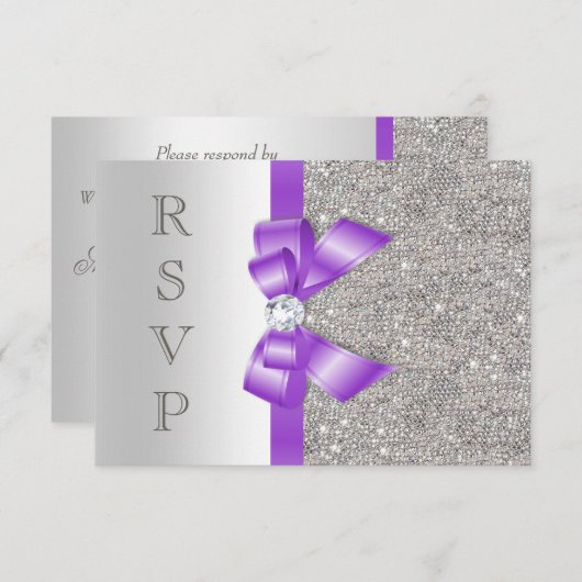 Lavender Faux Bow en Diamonds RSVP (Voorkant / Achterkant)