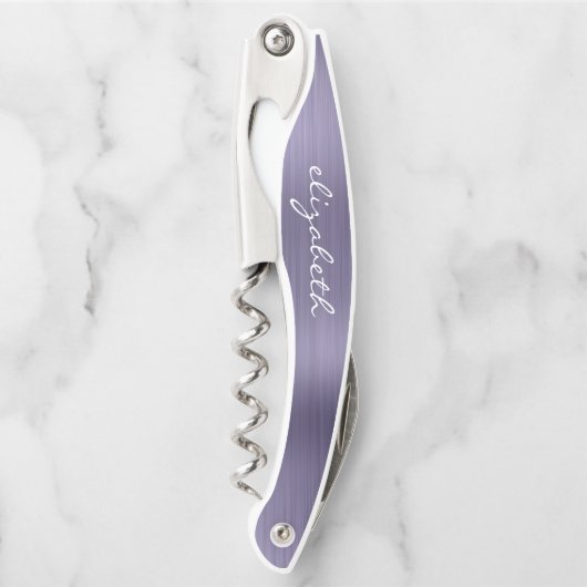 Lavender Faux, geborsteld Metaal, aangepast script Kurkentrekker (Voorkant)