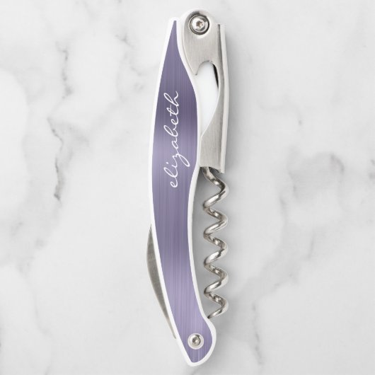 Lavender Faux, geborsteld Metaal, aangepast script Kurkentrekker (Achterkant)