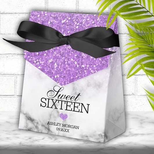 Lavender Faux Glitter/Marble Sweet 16 Bedankdoosjes