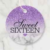 Lavender Faux Glitter/Marble Sweet 16 Bedankjes Labels (Voorkant)