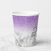 Lavender Faux Glitter/Marble Sweet 16 Papieren Bekers (Rechts)