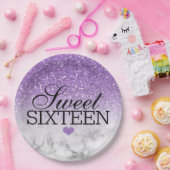 Lavender Faux Glitter/Marble Sweet 16 Papieren Bordje (Feest)