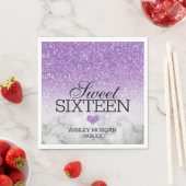 Lavender Faux Glitter/Marble Sweet 16 Servet (Insitu)