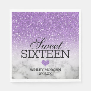 Lavender Faux Glitter/Marble Sweet 16 Servet
