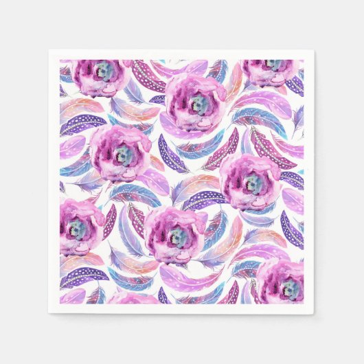 Lavender Feathers and Flowers Servet (Voorkant)