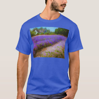 Lavender Field and Boerderij House Landscape Oil P T-shirt