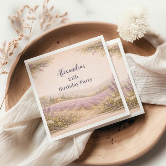 Lavender Field Garden Birthday Servet