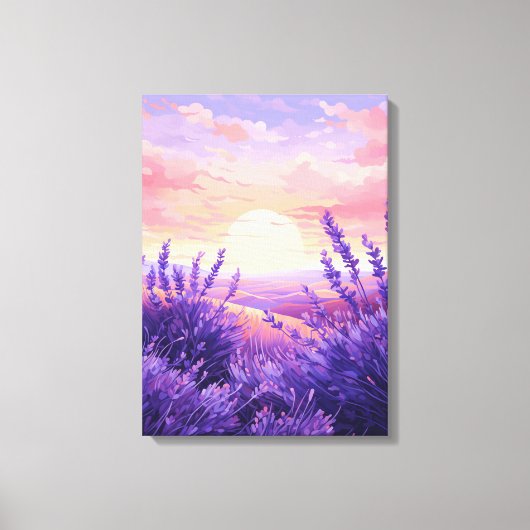 Lavender Field Sunset Canvas Afdruk (Voorkant)
