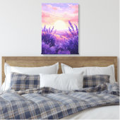 Lavender Field Sunset Canvas Afdruk (Insitu (Slaapkamer))