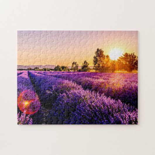 Lavender Field Sunset Jigzaag Puzzle for Adult Legpuzzel (Horizontaal)